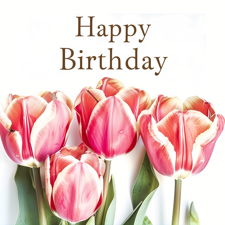 Happy Birthday Mom,Bouquet,Pink Tulips