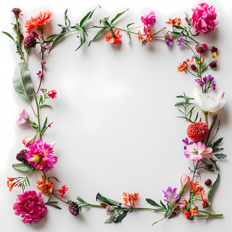 Summer Frame,Floral Wreath,Fresh Flowers