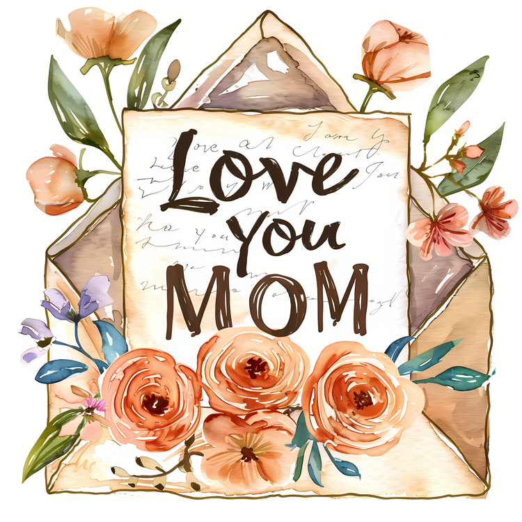 Letter For Mom,Love Mom,Watercolor