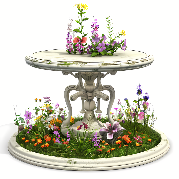 Garden Table,Flowers,White Table