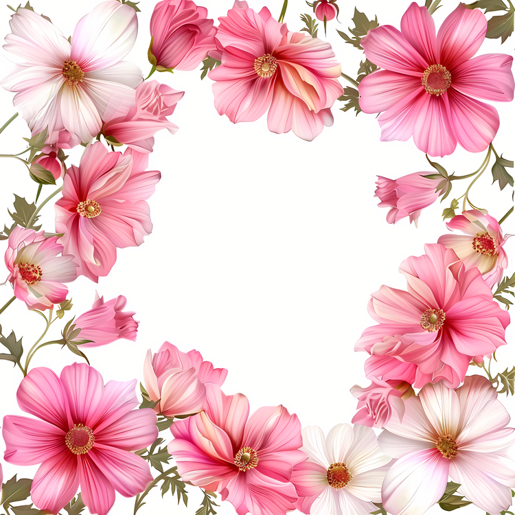 Flower Frame,Floral Bouquet,Pink Flowers