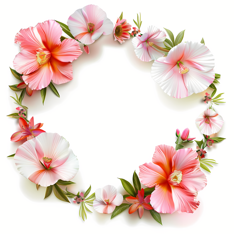 Flower Frame,Pink Flowers,Floral Wreath