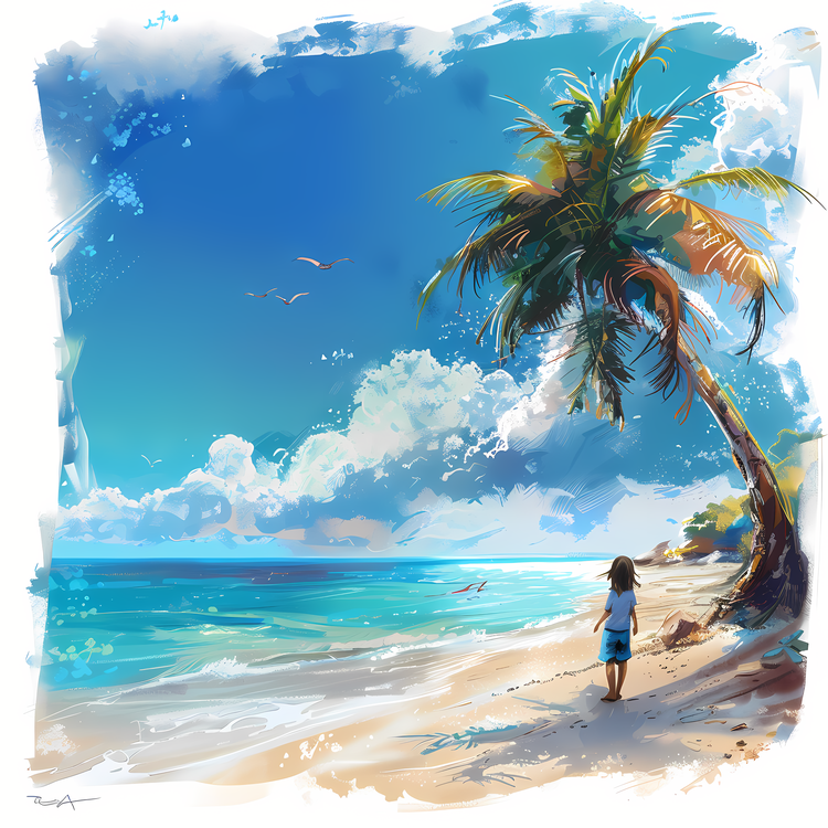 Summer Begins,Ocean,Palm Tree