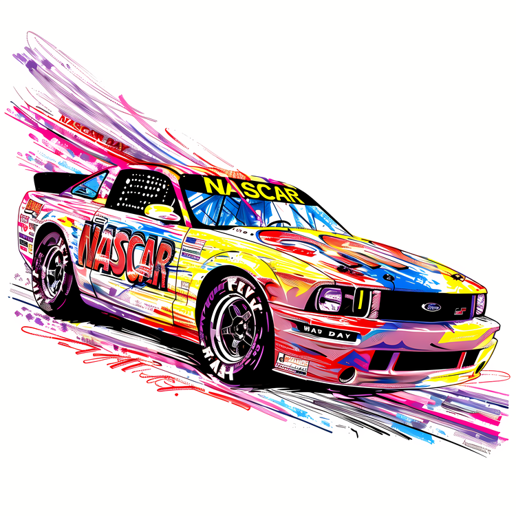 Nascar Day,Mustang,Colorful