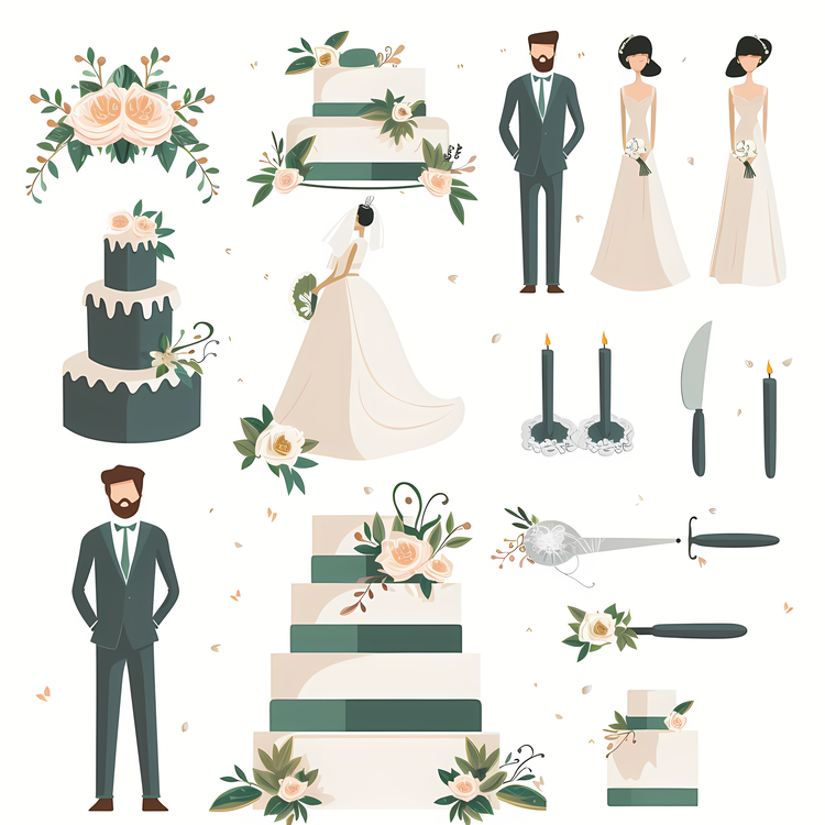 Wedding Decoration,Wedding Cake,Bride And Groom
