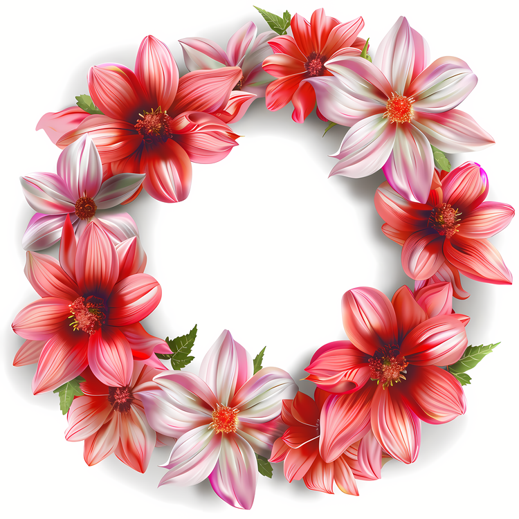 Flower Frame,Red And Pink Flowers,Wreath