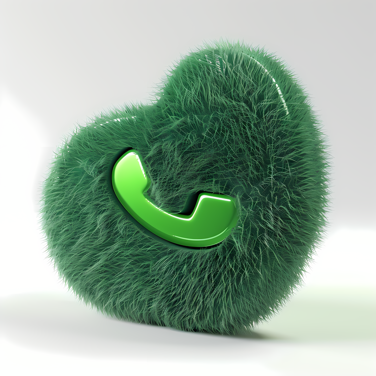 3d Fuzzy Logo,Heart Shaped Phone,Green Color