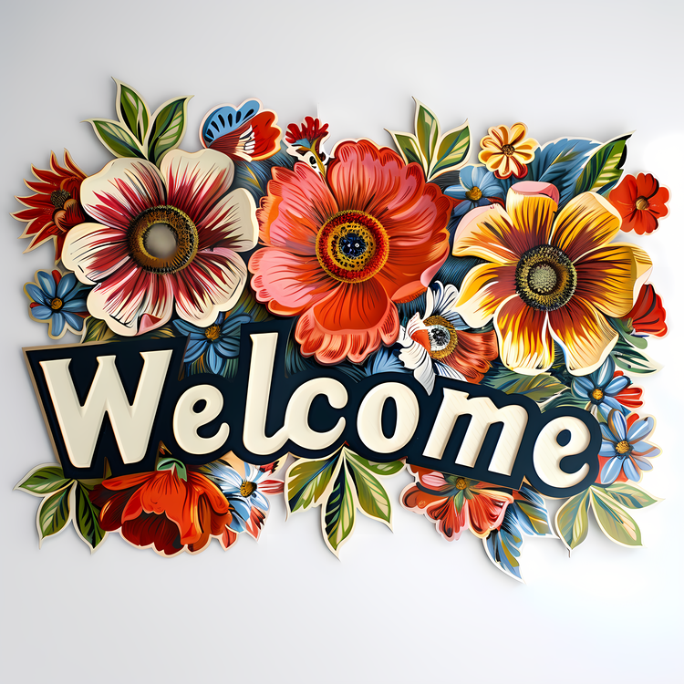 Welcome,Welcome Sign,Colorful Flowers