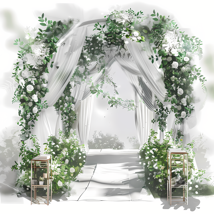 Outdoor Wedding,Garden Archway,Flowers