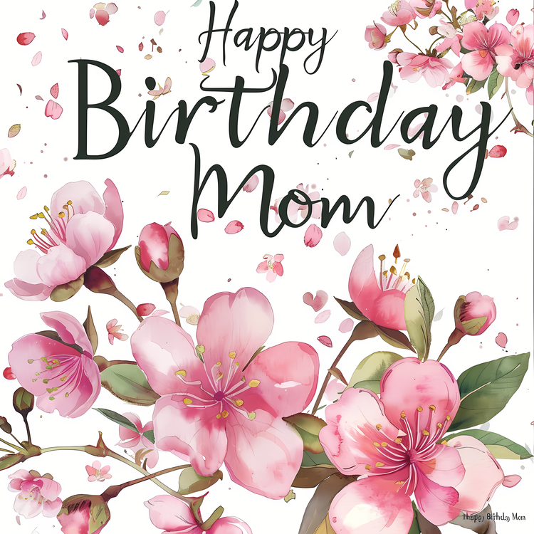Happy Birthday Mom,Pink Flowers,Springtime
