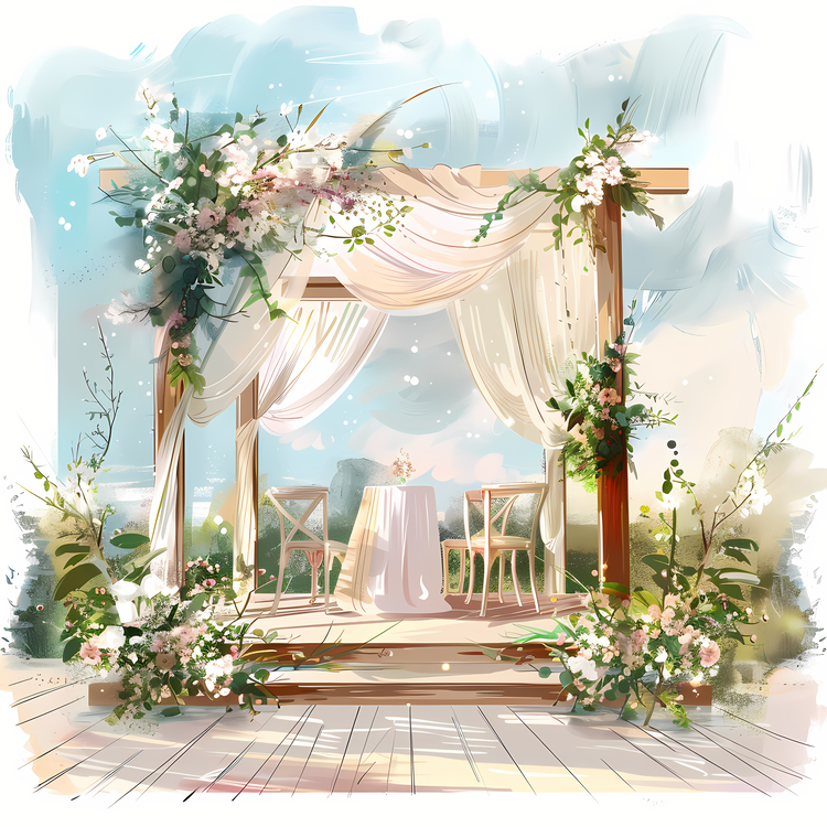 Outdoor Wedding,Wedding Ceremony,Painted