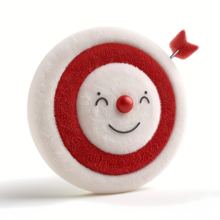 3d Fuzzy Logo,Smiley Face,Red And White