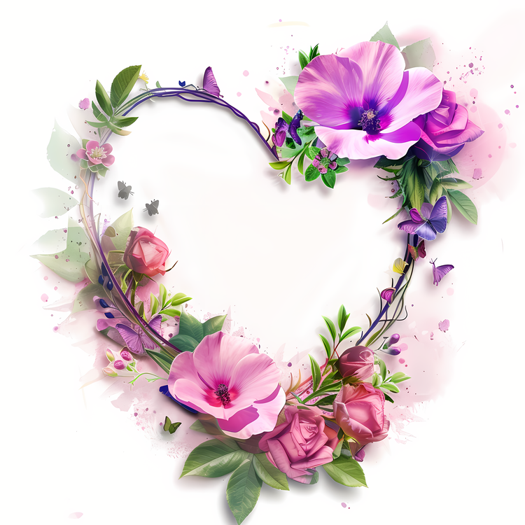 Mothers Day,Pink Flowers,Heart Shaped Frame