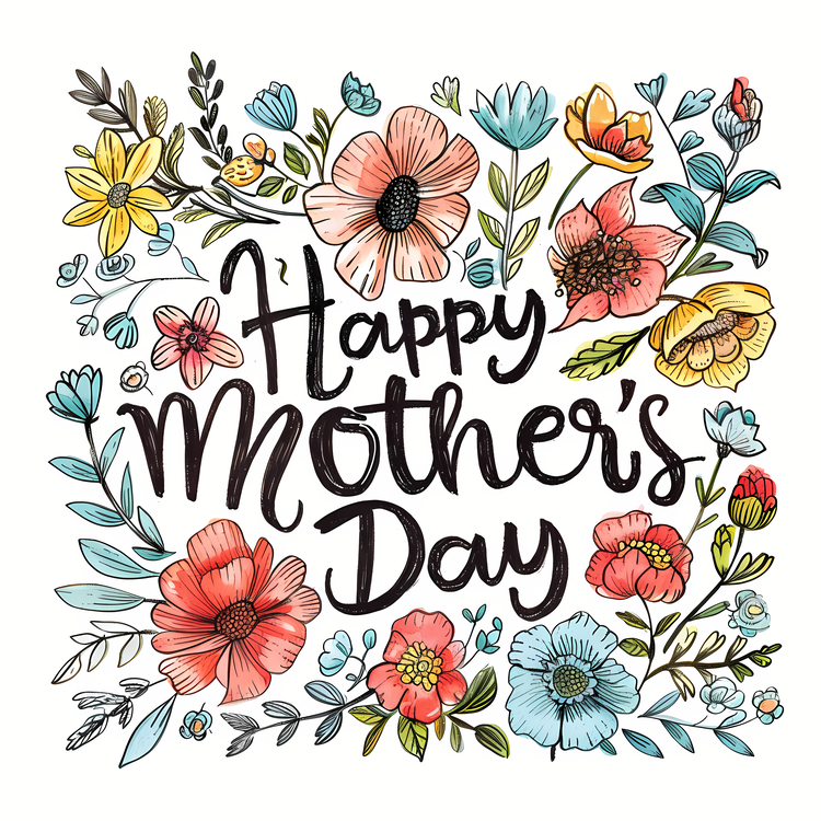 Happy Mothers Day,Floral,Watercolor