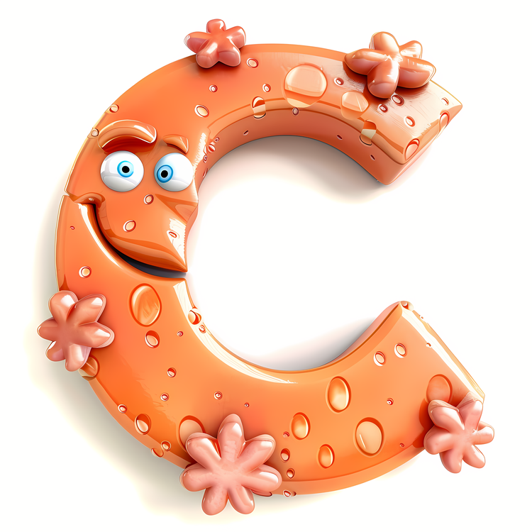 3d Cartoon Alphabet,Orange,Cartoon Character