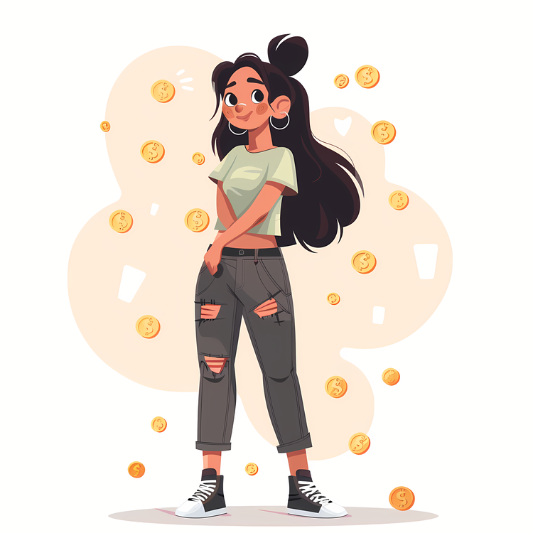 Getting Likes And Coins On Social Media,Cartoon,Girl