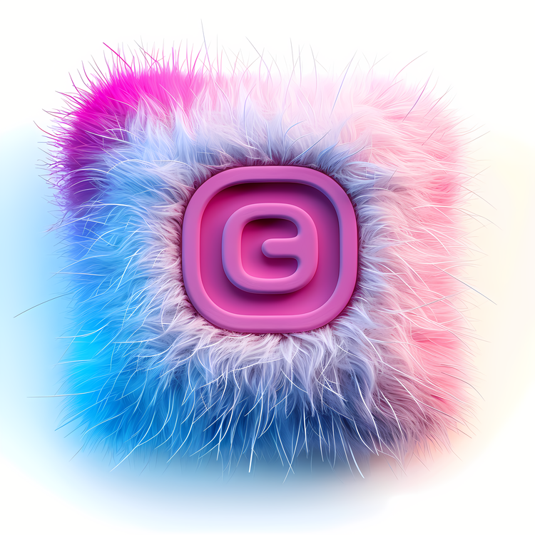 3d Fuzzy Logo,Fuzzy,Pink And Blue