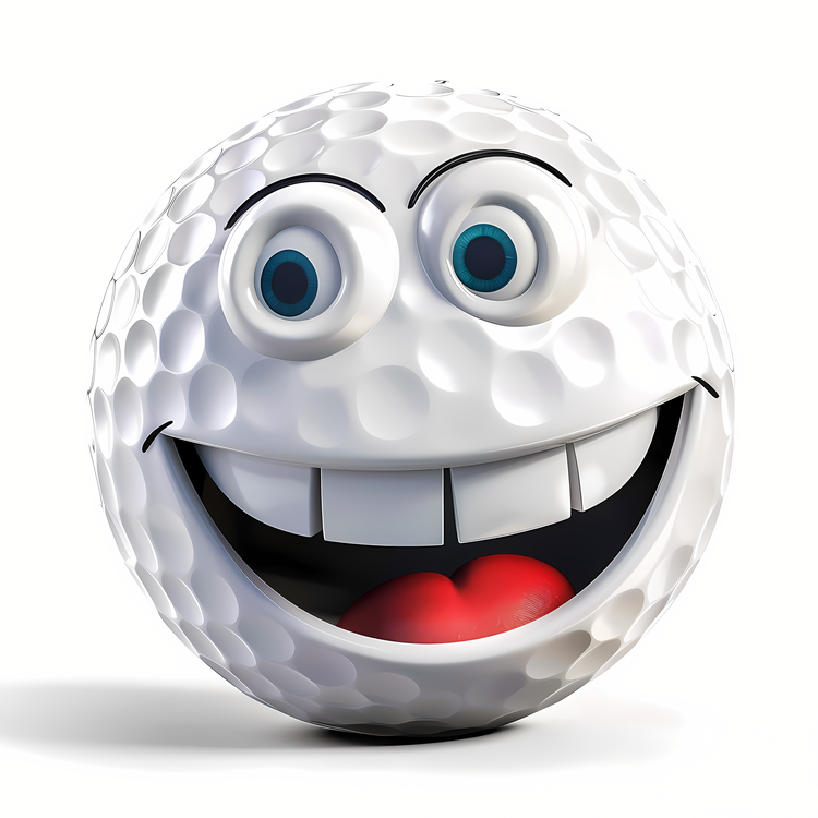 3d Cartoon,Ball,Smiling Golf Ball