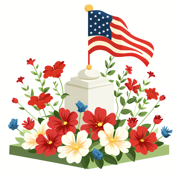 Memorial Day,Flowers,American Flag