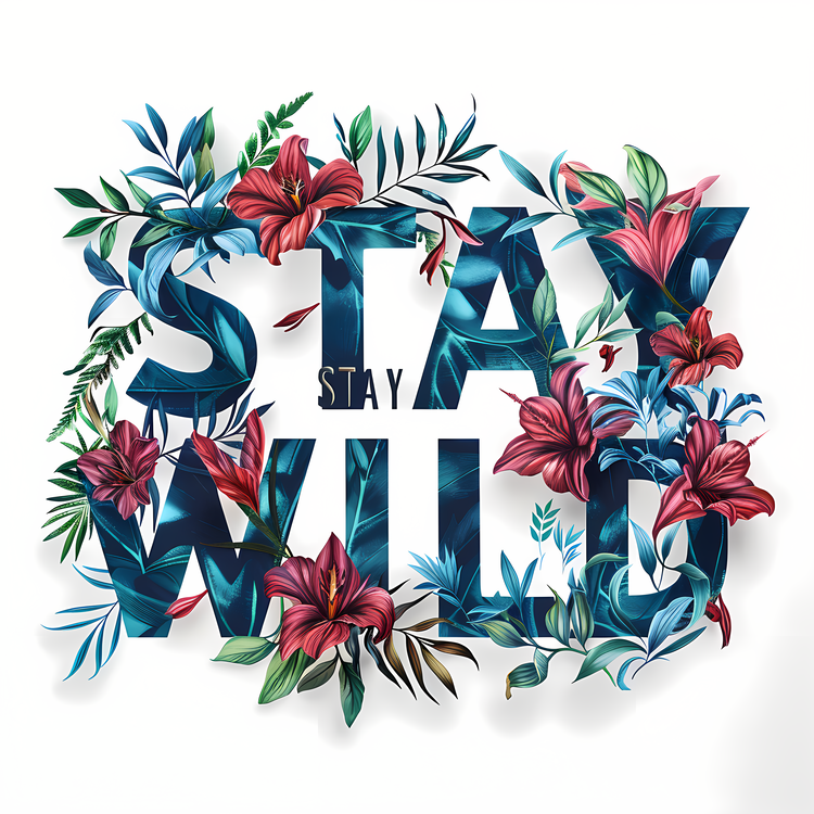 Stay Wild,3d Art,Floral Composition