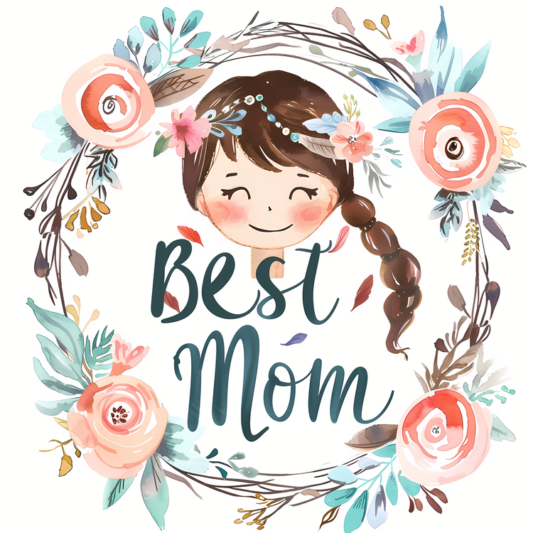 Best Mom,Flower Wreath,Floral Frame