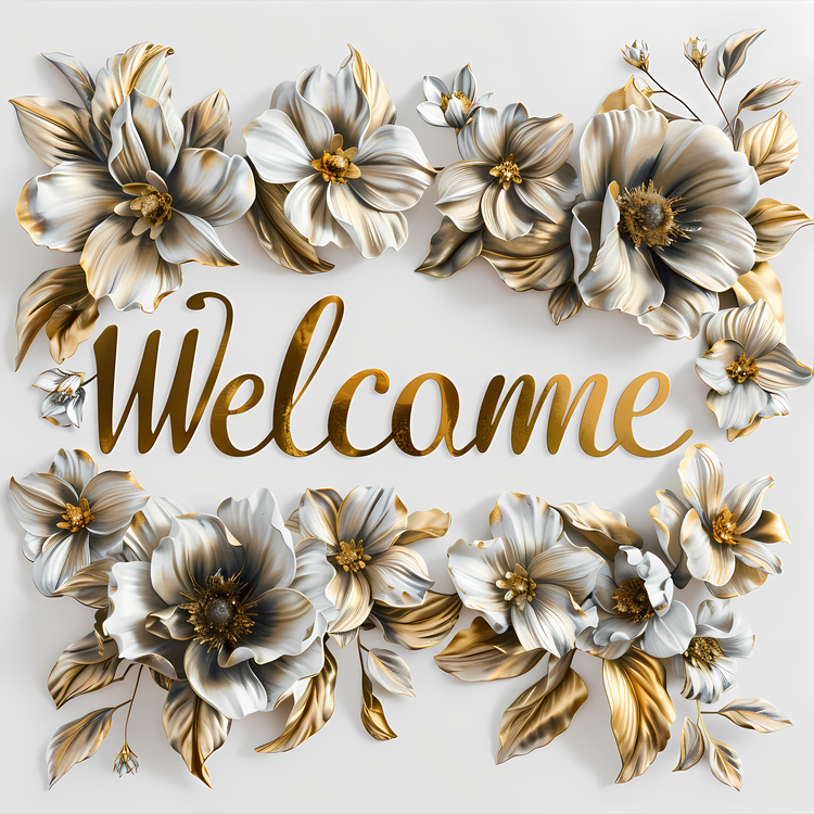 Welcome,Fresh Flowers,Gold