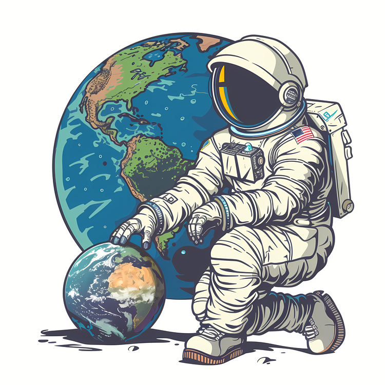 Astronaut,Planet,Vintage
