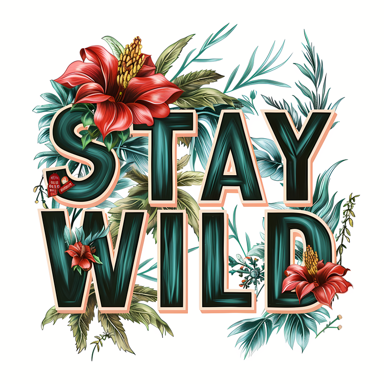 Stay Wild,Floral Graphics,Greenery Design
