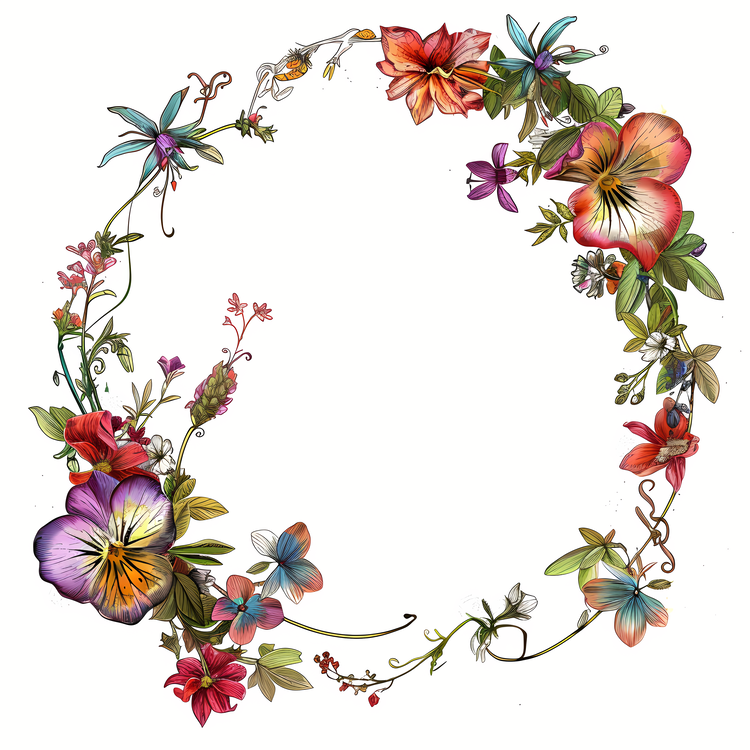 Summer Frame,Floral Wreath,Garden Decoration
