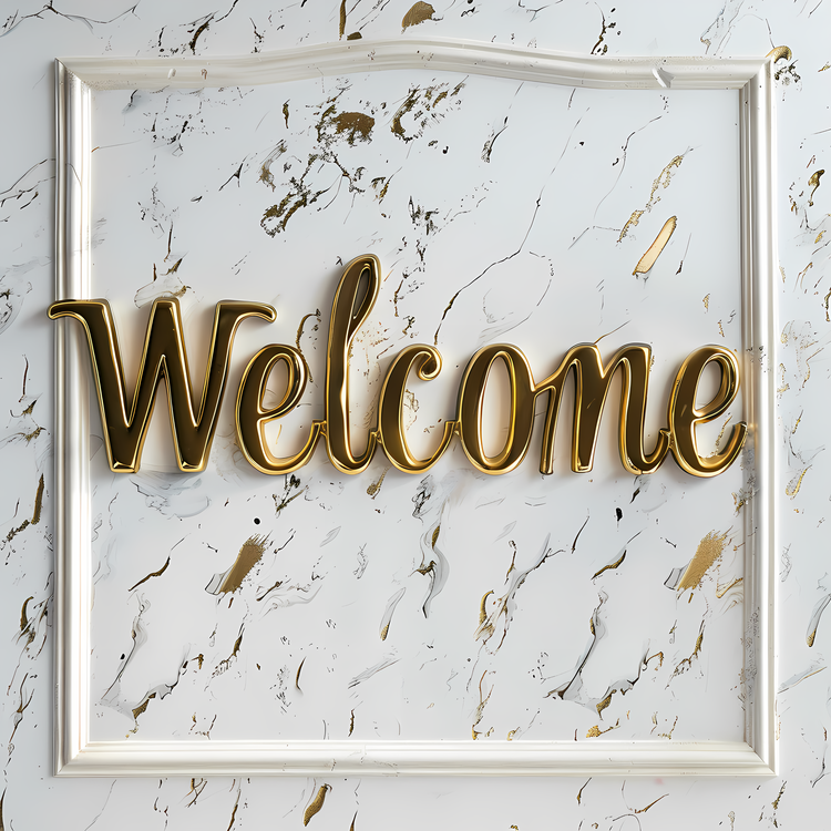 Welcome,Marble,Gold Letters