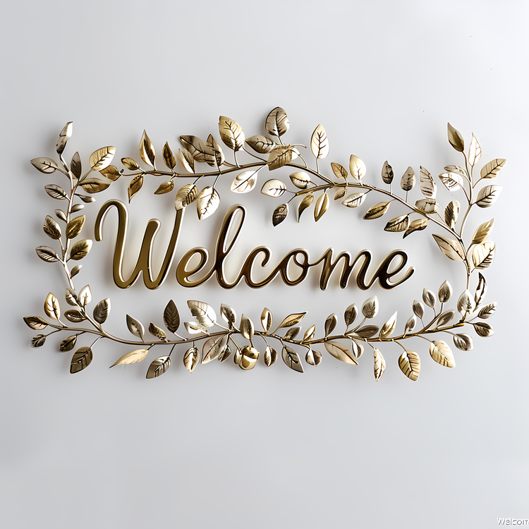 Welcome,Gold Metal,Decorative