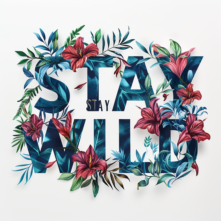 Stay Wild,3d Art,Floral Composition