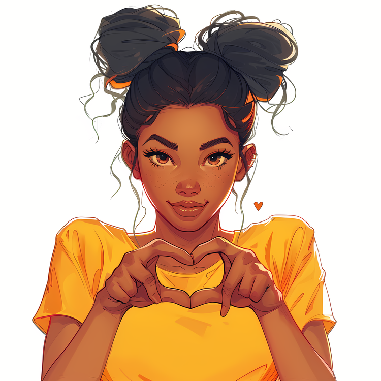 Heart Gesture,African American,Anime Girl