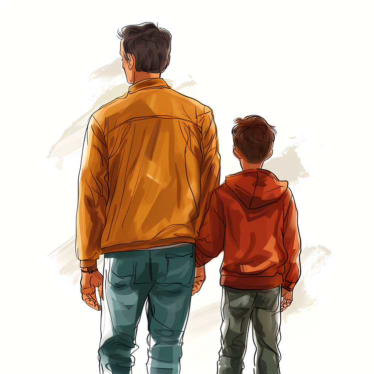 Fathers Day,Father And Son Back View,Father And Son