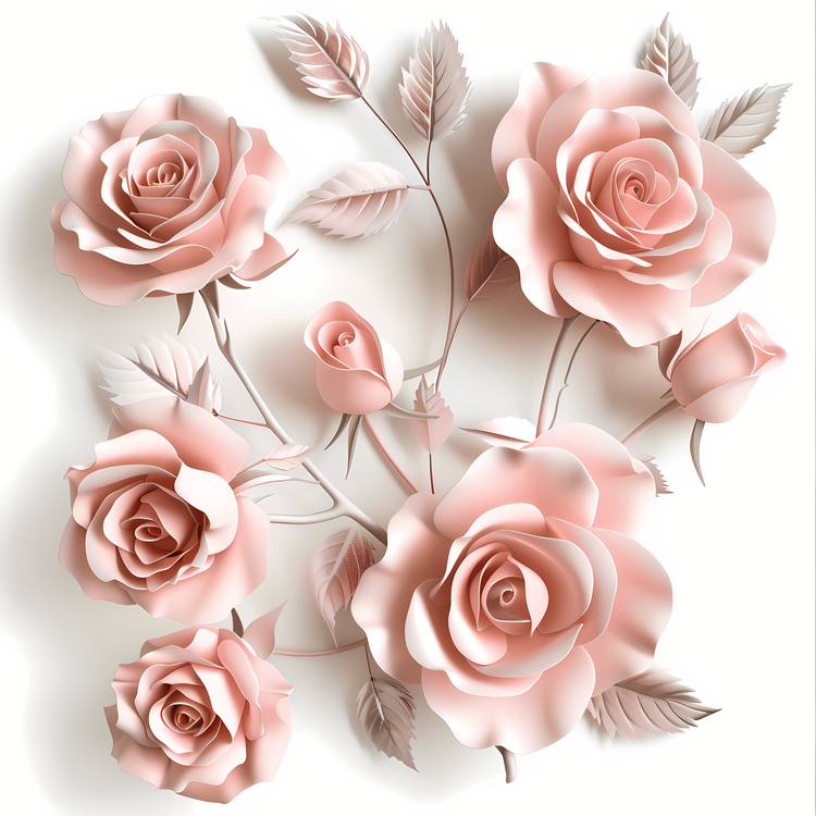 Roses Garden,Pink Roses,3d Rendering