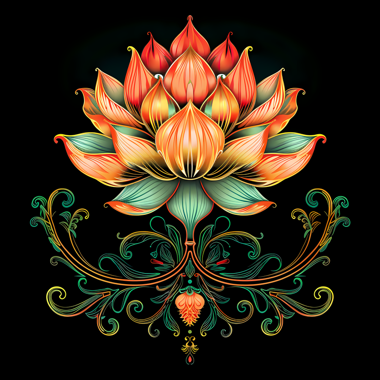 Fine Art Design,Lotus Flower,Art Nouveau