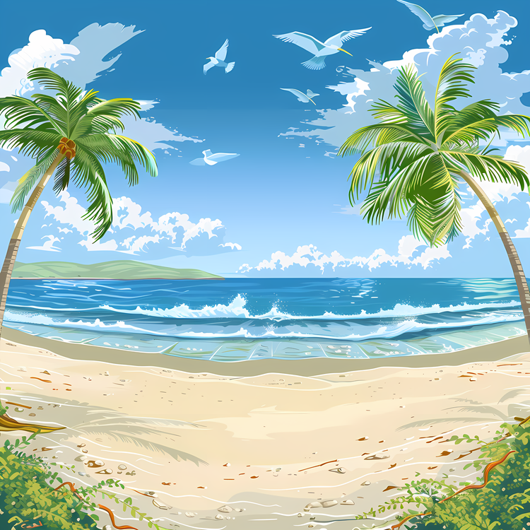 Beach Background,Beach,Palm Trees