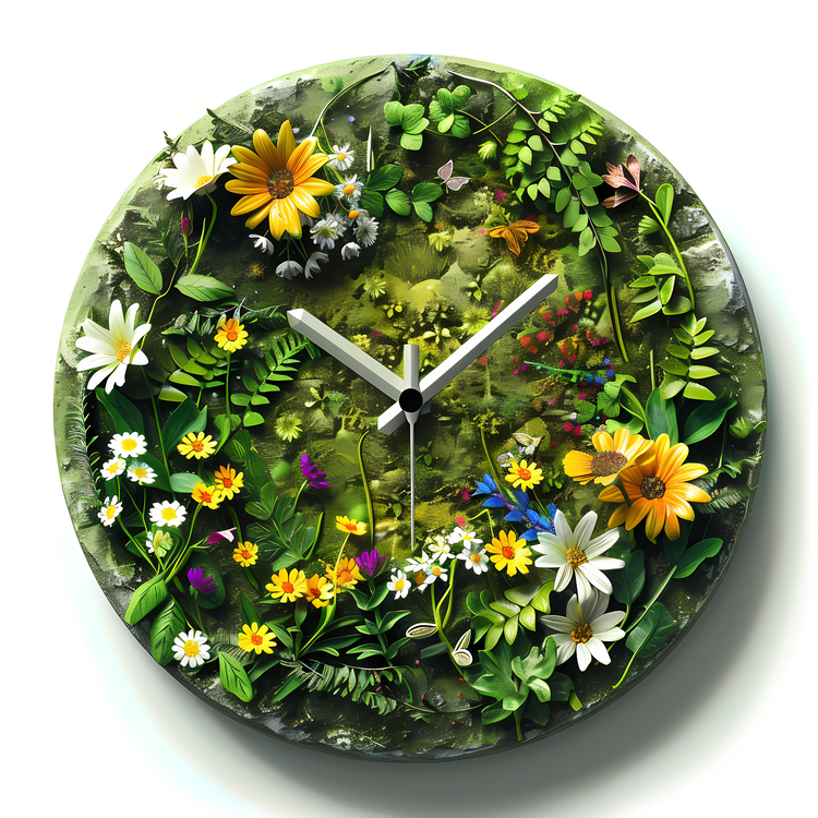 Nature Clock,Green,Flower