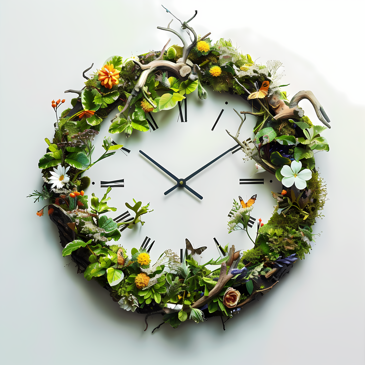 Nature Clock,Framed,Green