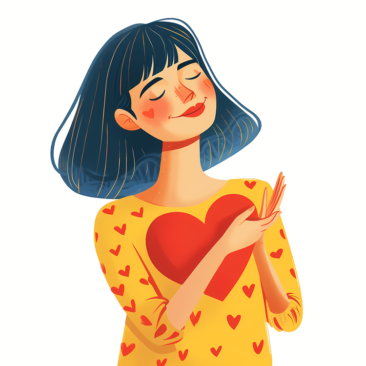 Heart Gesture,Woman,Yellow Shirt