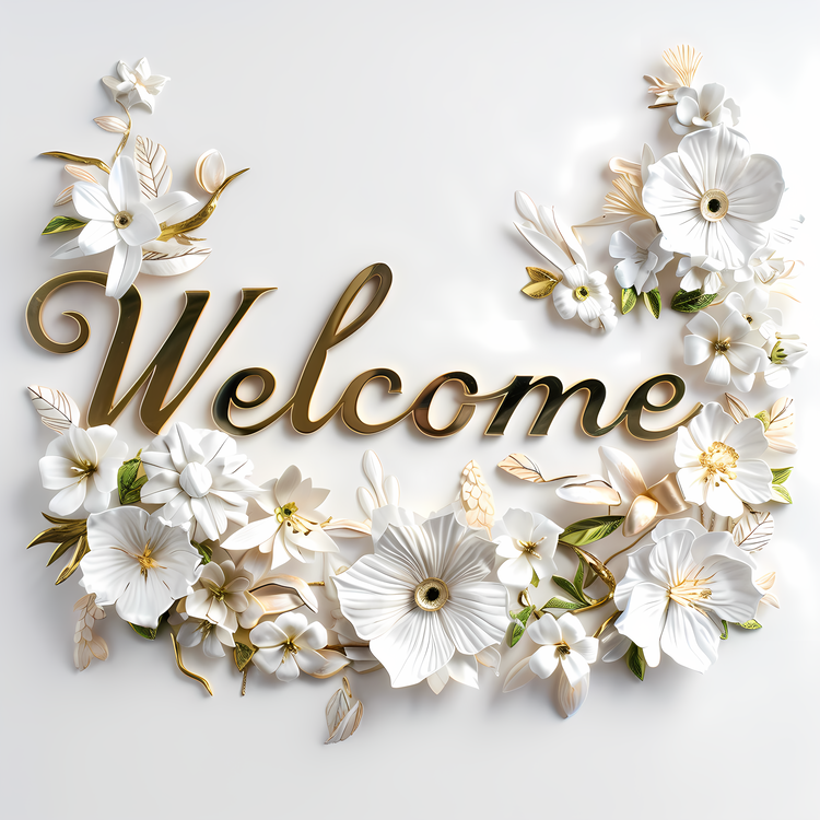Welcome,White Flowers,Welcome Sign