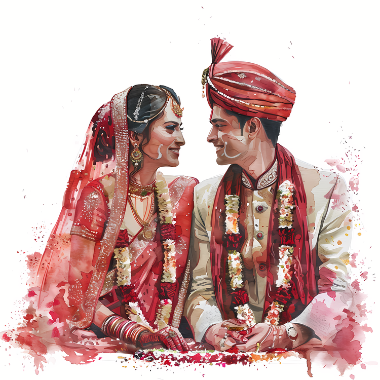 Hindu Wedding,Portrait,Bride And Groom
