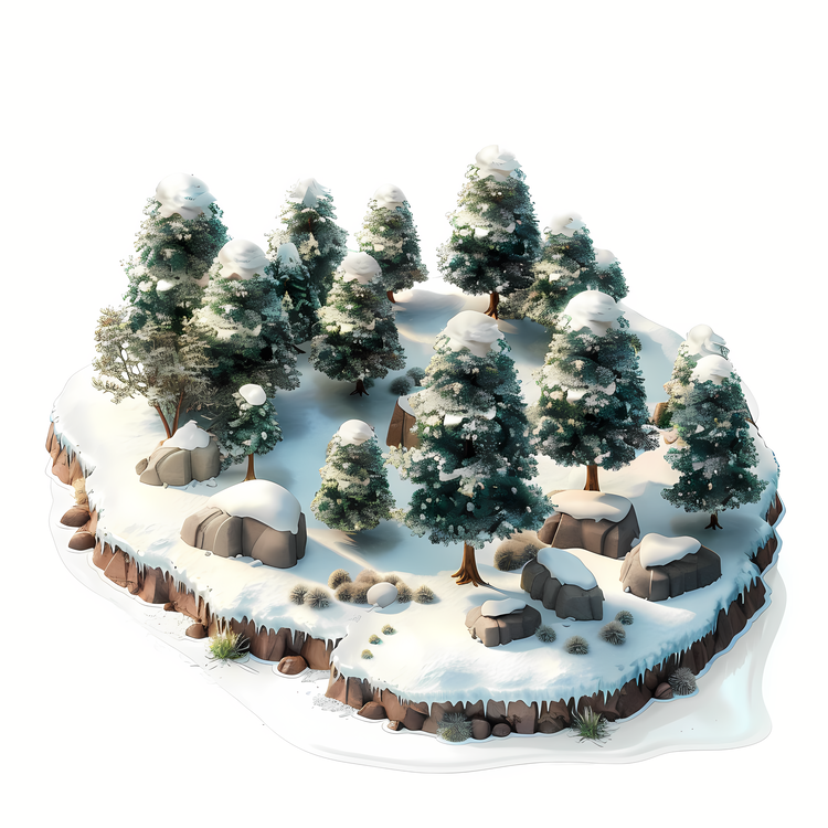 Snow Land,Island,Trees