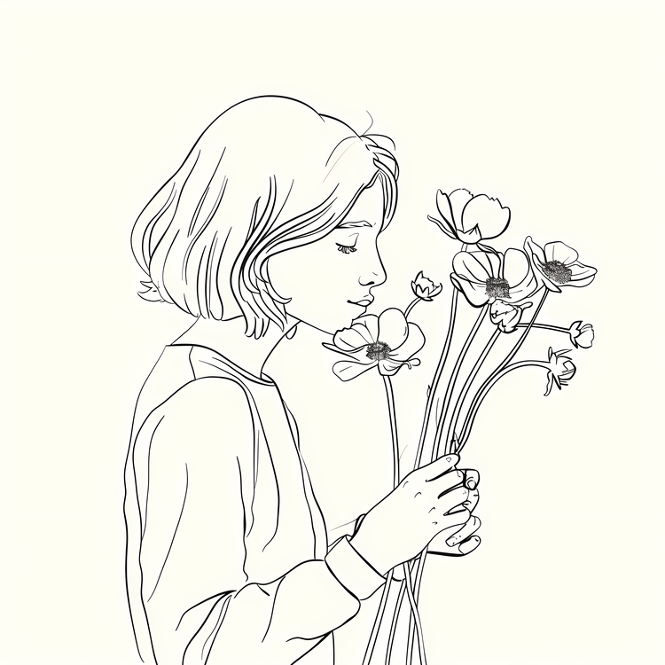 Girl,Flower,Bouquet