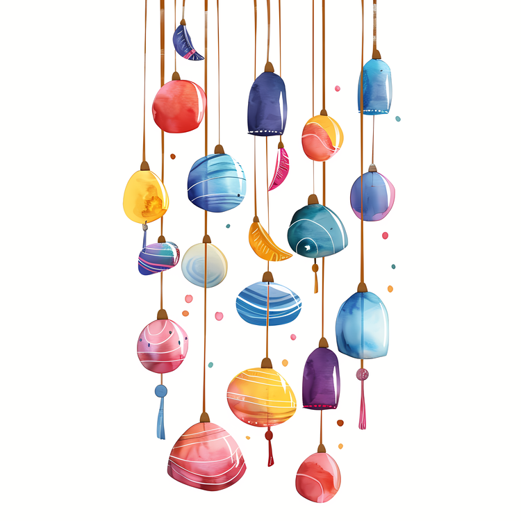 Wind Chimes,Watercolor,Glass