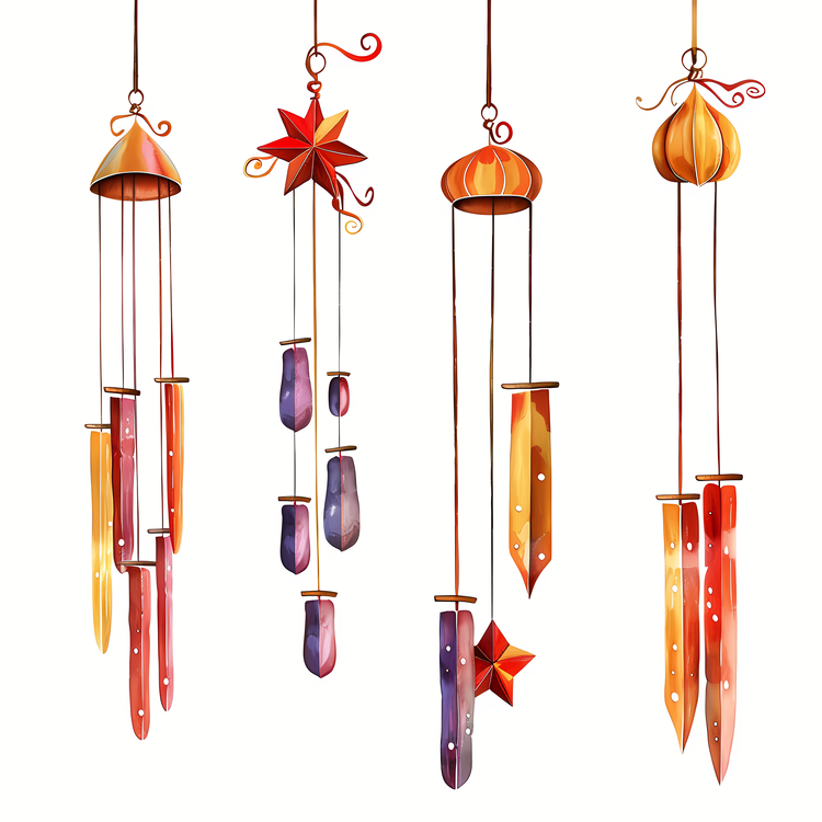 Wind Chimes,Watercolor,Starry