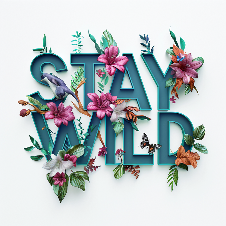 Stay Wild,Floral Design,Botanical Print