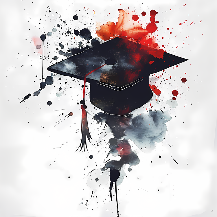Graduation,Graduate Cap,Watercolor