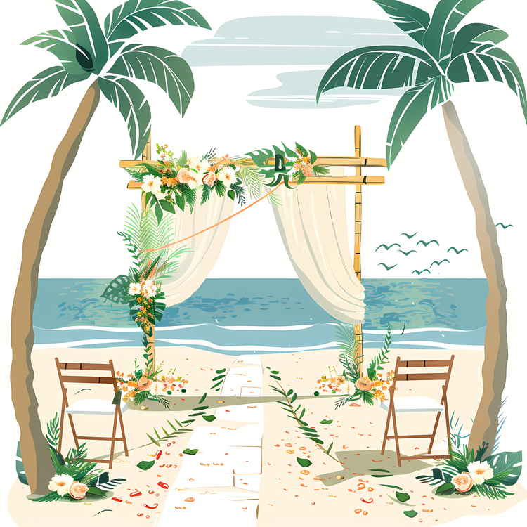 Beach Wedding,Wedding Altar,Flowers