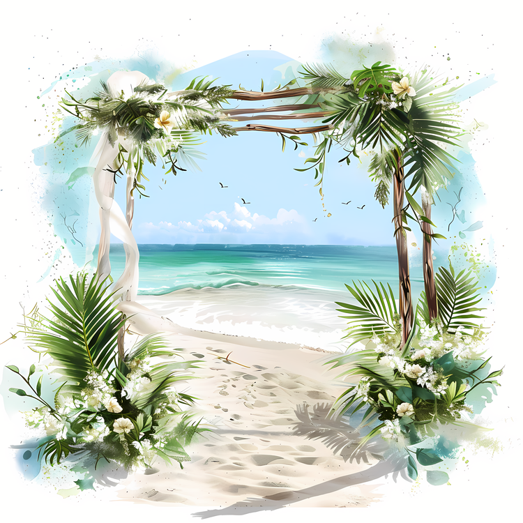 Beach Wedding,Tropical,Floral